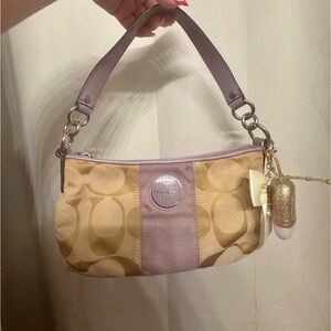 Coach Beige and Lavender Shoulder Bag